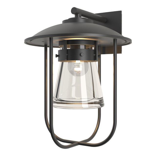 Hubbardton Forge 2019 Coastal Black Clear Glass (ZM) Erlenmeyer Large Outdoor Sconce