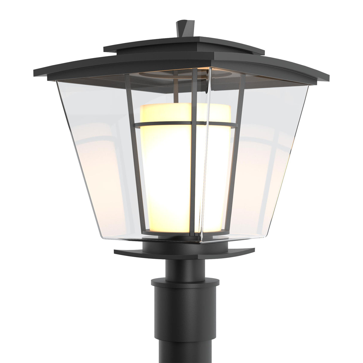 Hubbardton Forge 2010 Coastal Black Clear Glass with Opal Diffuser (ZU) Beacon Hall Outdoor Post Light