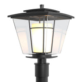 Hubbardton Forge 2010 Coastal Black Clear Glass with Opal Diffuser (ZU) Beacon Hall Outdoor Post Light