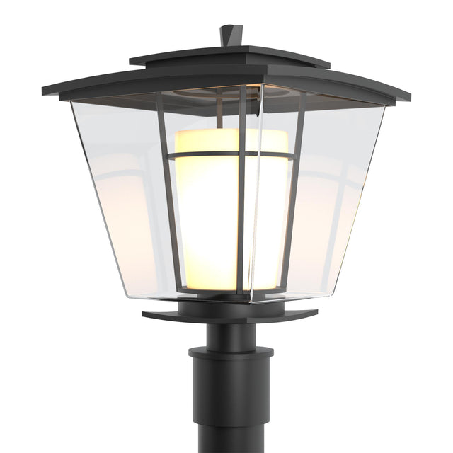 Hubbardton Forge 2010 Coastal Black Clear Glass with Opal Diffuser (ZU) Beacon Hall Outdoor Post Light