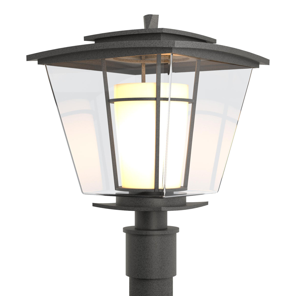 Hubbardton Forge 2010 Coastal Natural Iron Clear Glass with Opal Diffuser (ZU) Beacon Hall Outdoor Post Light