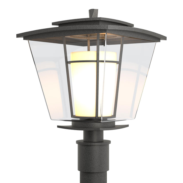 Hubbardton Forge 2010 Coastal Natural Iron Clear Glass with Opal Diffuser (ZU) Beacon Hall Outdoor Post Light