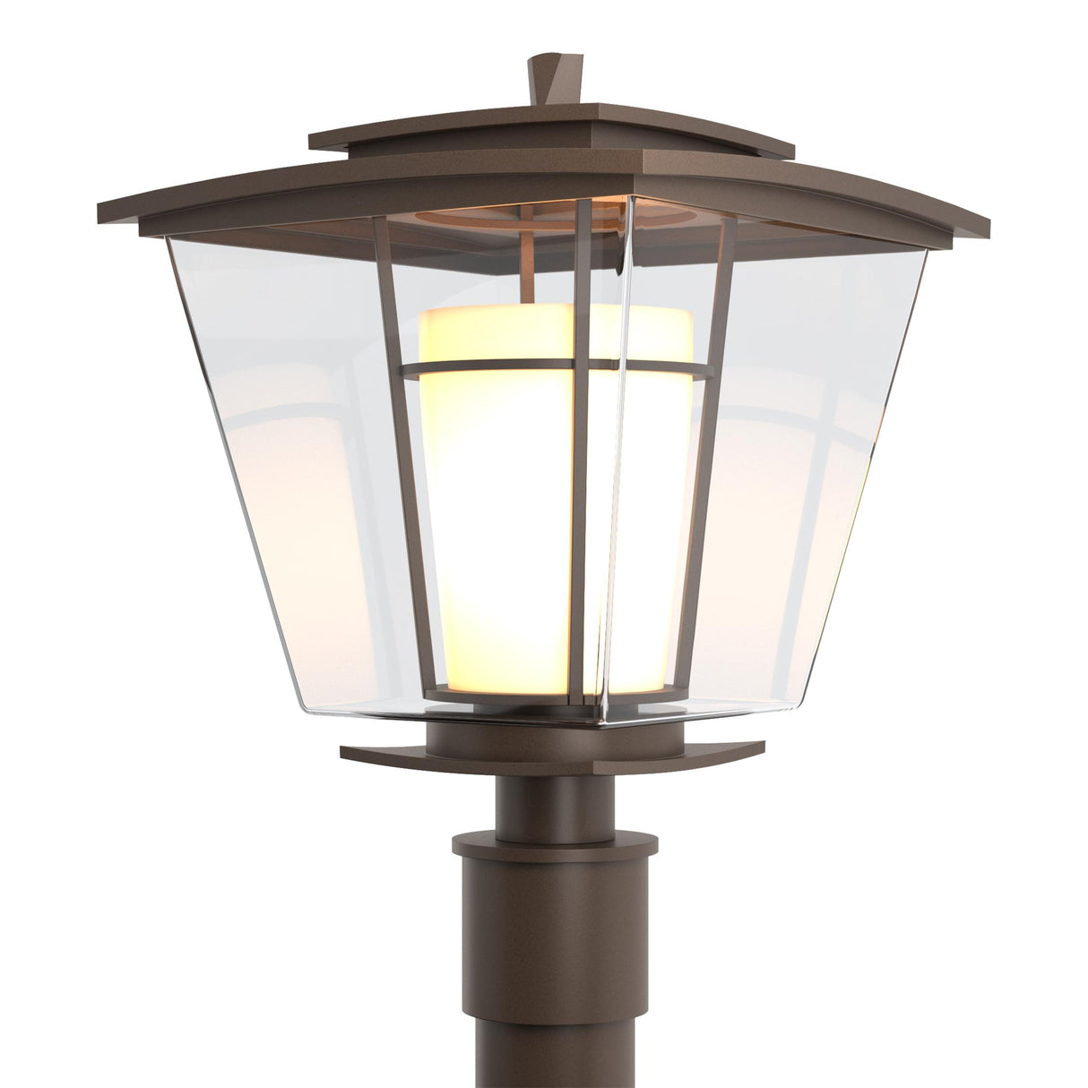 Hubbardton Forge 2010 Coastal Bronze Clear Glass with Opal Diffuser (ZU) Beacon Hall Outdoor Post Light