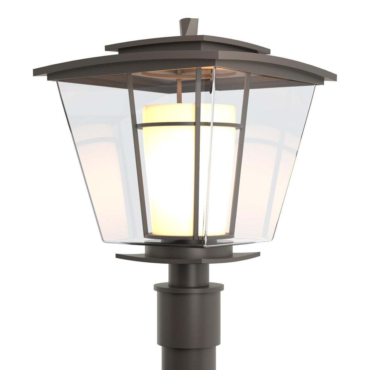 Hubbardton Forge 2010 Coastal Dark Smoke Clear Glass with Opal Diffuser (ZU) Beacon Hall Outdoor Post Light