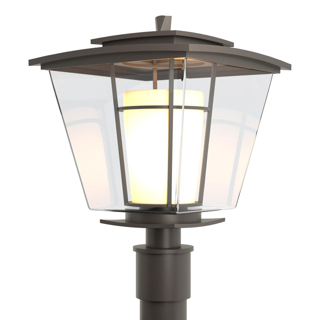 Hubbardton Forge 2010 Coastal Dark Smoke Clear Glass with Opal Diffuser (ZU) Beacon Hall Outdoor Post Light