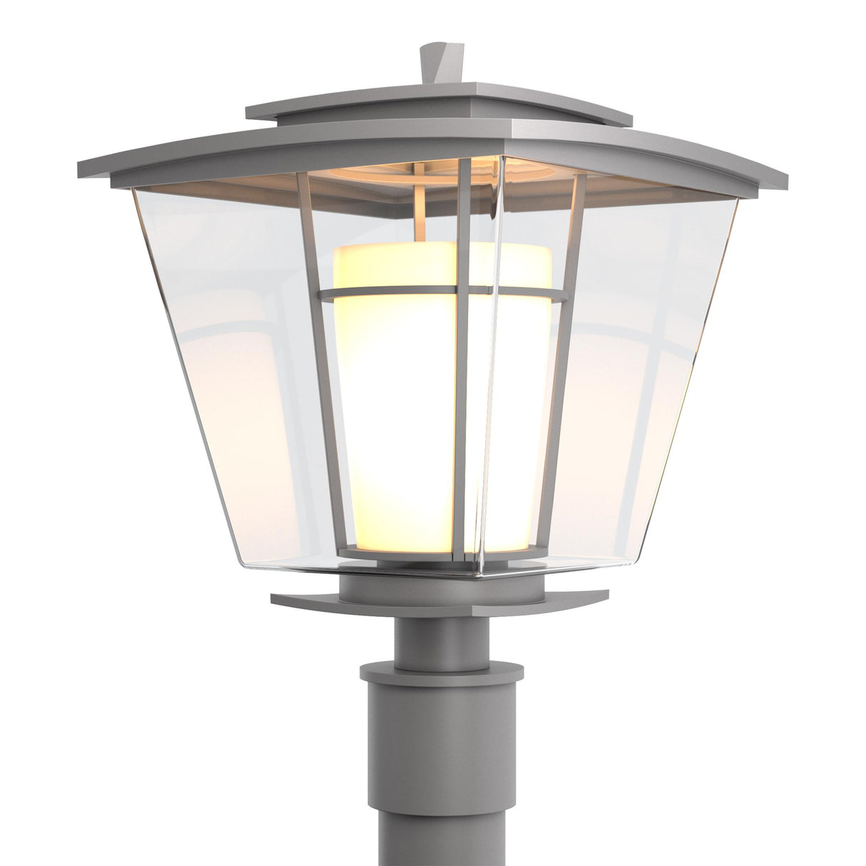 Hubbardton Forge 2010 Coastal Burnished Steel Clear Glass with Opal Diffuser (ZU) Beacon Hall Outdoor Post Light