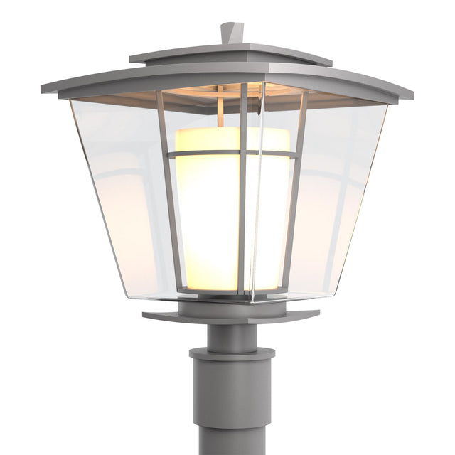 Hubbardton Forge 2010 Coastal Burnished Steel Clear Glass with Opal Diffuser (ZU) Beacon Hall Outdoor Post Light