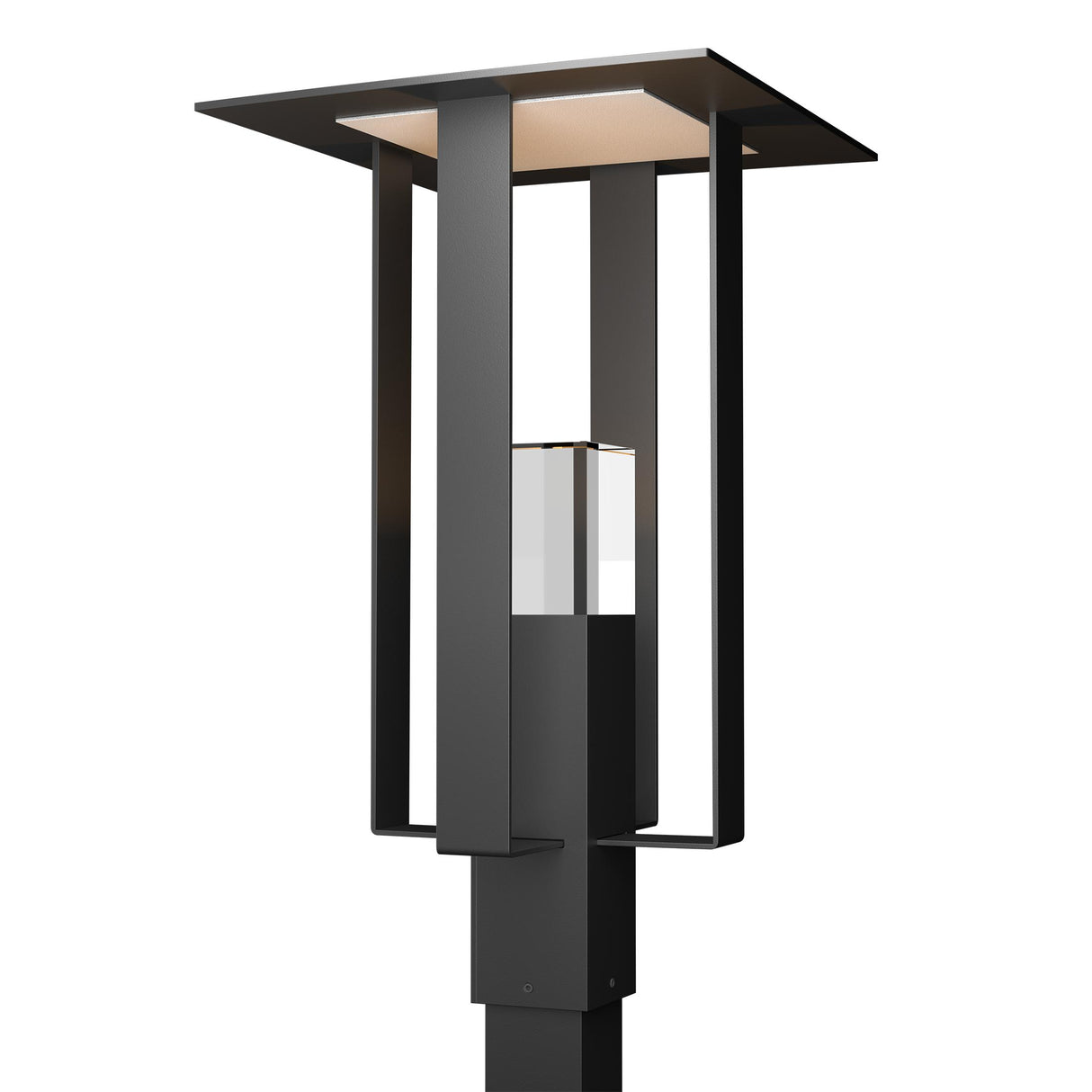 Hubbardton Forge 2021 Coastal Black Coastal Silver Clear Glass (ZM) Shadow Box Outdoor Post Light
