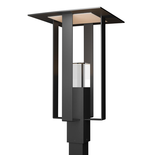 Hubbardton Forge 2021 Coastal Black Coastal Silver Clear Glass (ZM) Shadow Box Outdoor Post Light