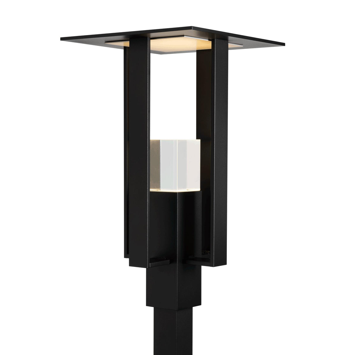 Hubbardton Forge 2021 Coastal Black Coastal Silver Clear Glass (ZM) Shadow Box Outdoor Post Light