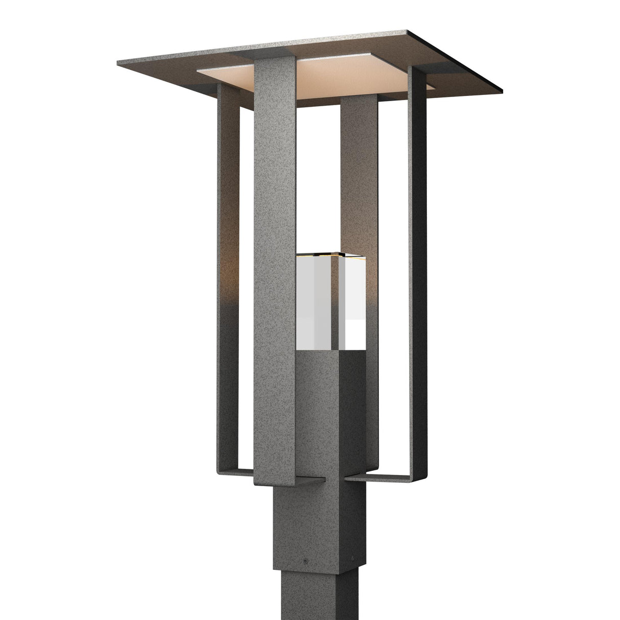 Hubbardton Forge 2021 Coastal Natural Iron Coastal Silver Clear Glass (ZM) Shadow Box Outdoor Post Light