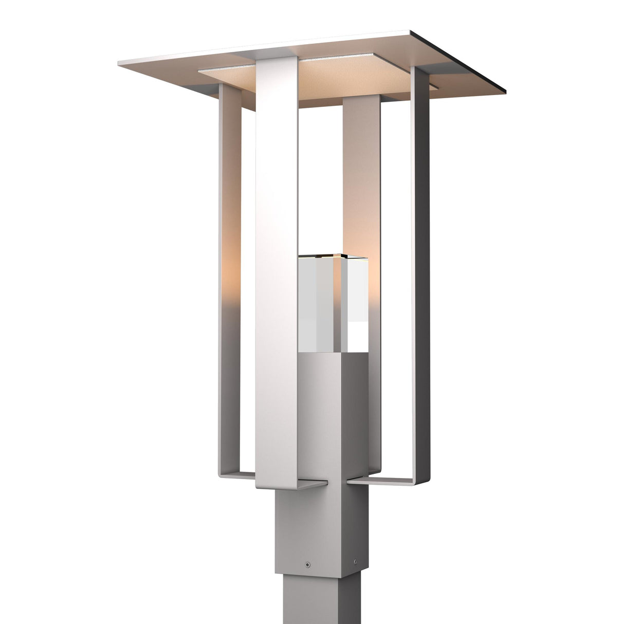 Hubbardton Forge 2021 Coastal Burnished Steel Coastal Silver Clear Glass (ZM) Shadow Box Outdoor Post Light