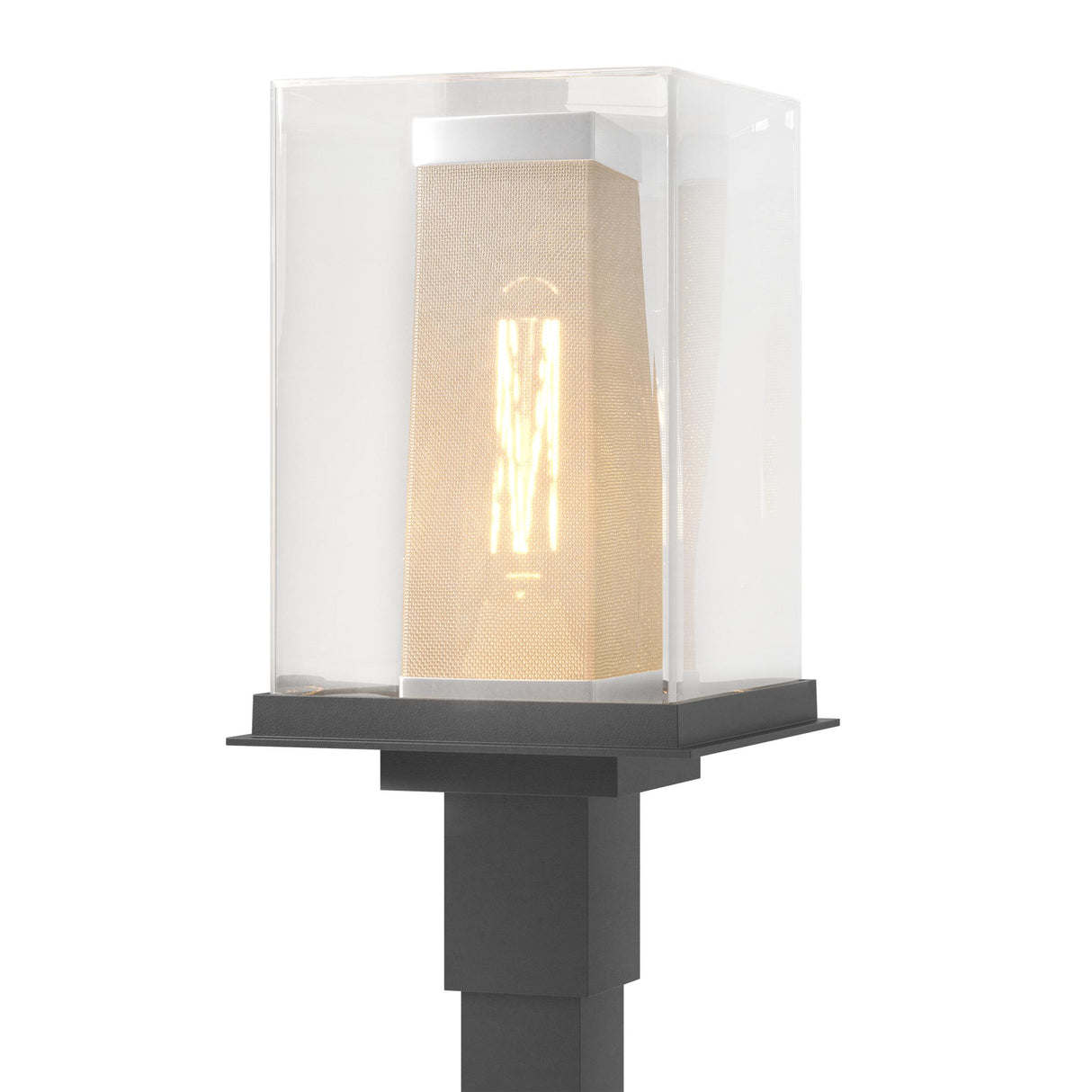 Hubbardton Forge 2021 Coastal Black Coastal Silver Clear Glass (ZM) Polaris Outdoor Post Light