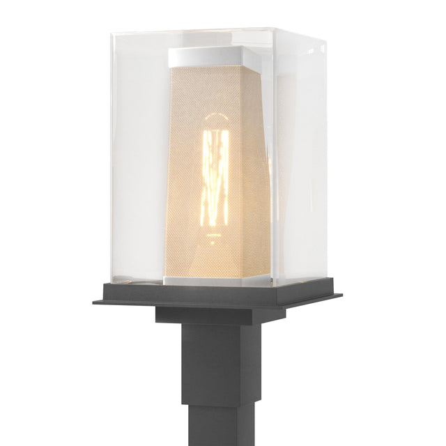 Hubbardton Forge 2021 Coastal Black Coastal Silver Clear Glass (ZM) Polaris Outdoor Post Light