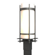 Hubbardton Forge 2002 Coastal Natural Iron Opal Glass (GG) Banded Outdoor Post Light