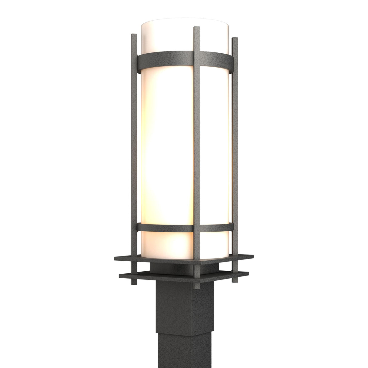 Hubbardton Forge 2002 Coastal Natural Iron Opal Glass (GG) Banded Outdoor Post Light