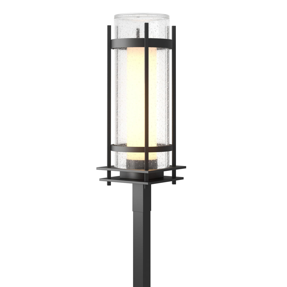 Hubbardton Forge 2020 Coastal Black Seeded Glass with Opal Diffuser (ZS) Torch Outdoor Post Light