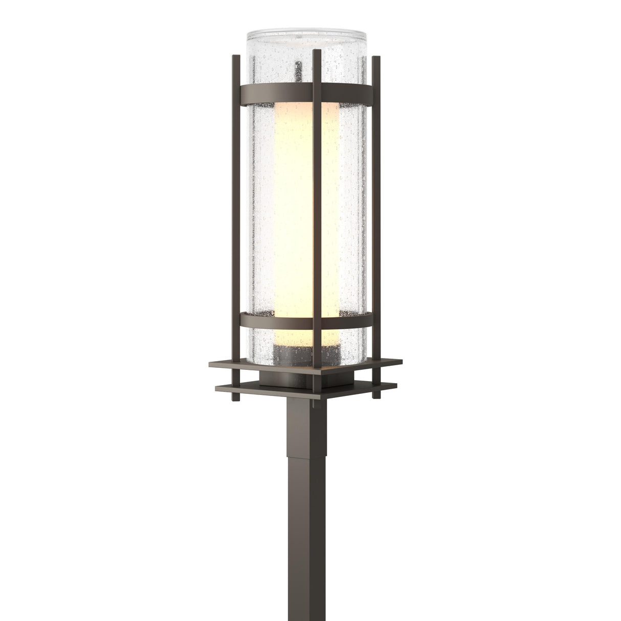Hubbardton Forge 2020 Coastal Dark Smoke Seeded Glass with Opal Diffuser (ZS) Torch Outdoor Post Light