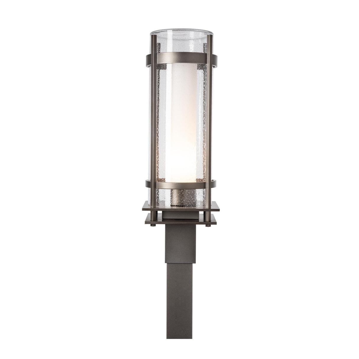 Hubbardton Forge 2020 Coastal Dark Smoke Seeded Glass with Opal Diffuser (ZS) Torch Outdoor Post Light