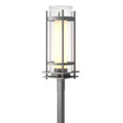 Hubbardton Forge 2020 Coastal Burnished Steel Seeded Glass with Opal Diffuser (ZS) Torch Outdoor Post Light
