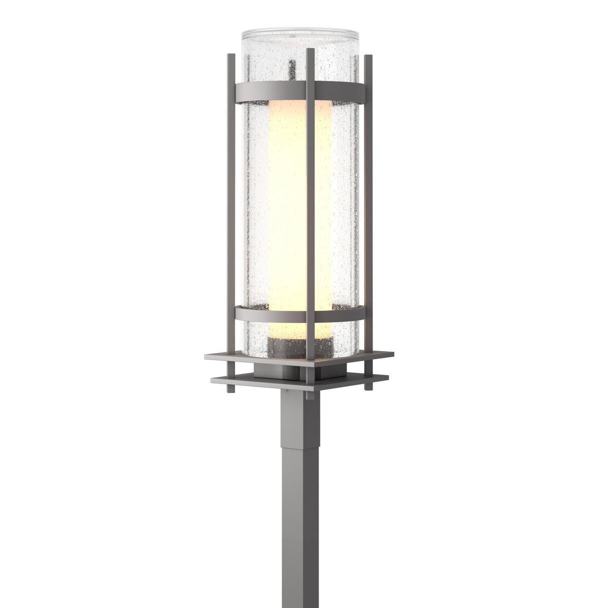 Hubbardton Forge 2020 Coastal Burnished Steel Seeded Glass with Opal Diffuser (ZS) Torch Outdoor Post Light