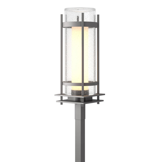 Hubbardton Forge 2020 Coastal Burnished Steel Seeded Glass with Opal Diffuser (ZS) Torch Outdoor Post Light
