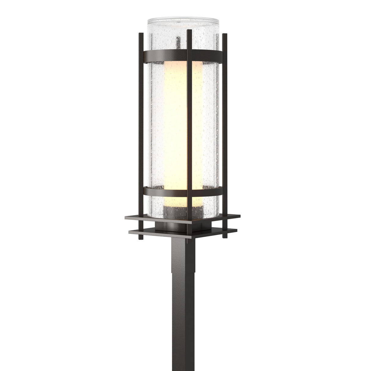 Hubbardton Forge 2020 Coastal Oil Rubbed Bronze Seeded Glass with Opal Diffuser (ZS) Torch Outdoor Post Light