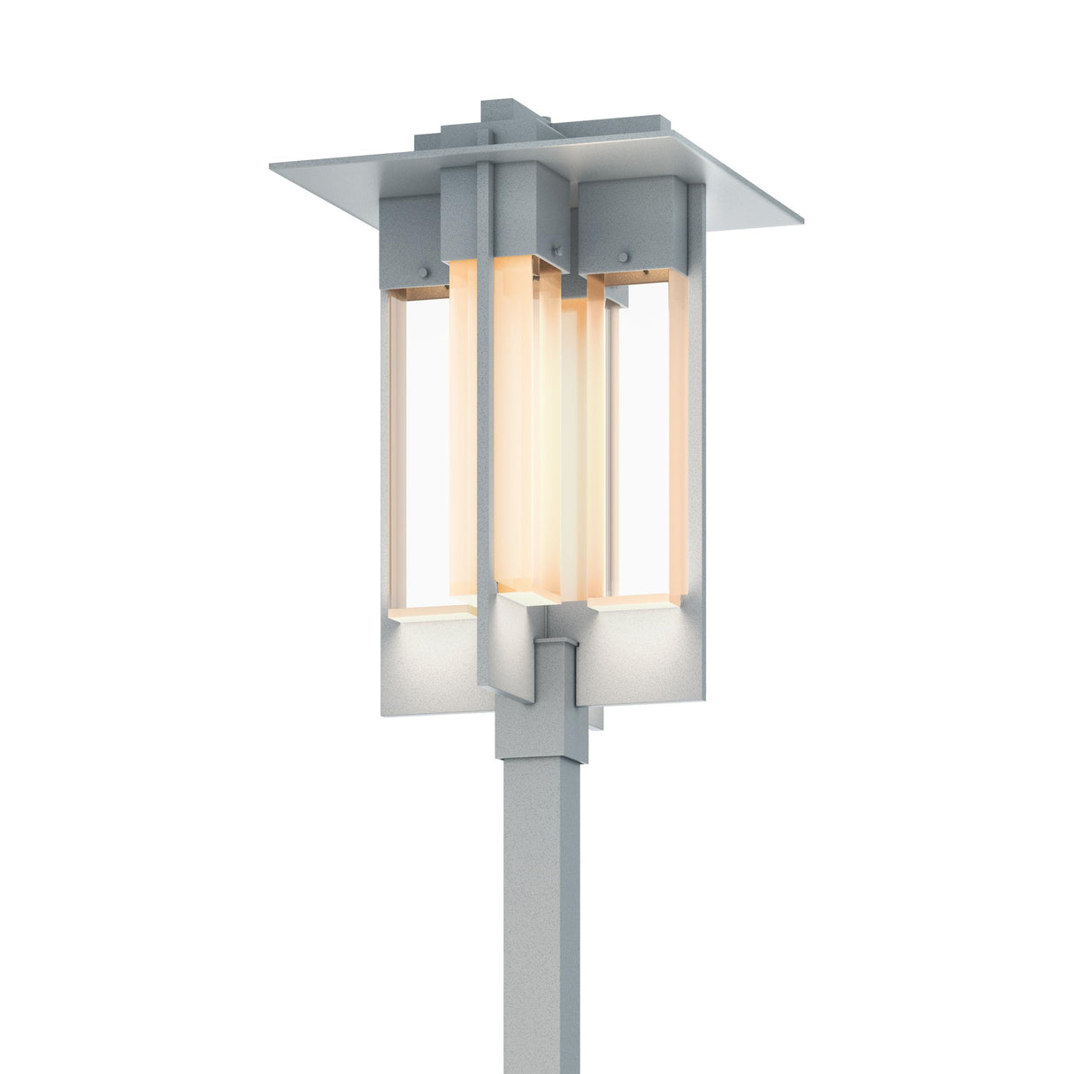 Hubbardton Forge 2019 Coastal Burnished Steel Clear Glass (ZM) Axis Large Outdoor Post Light