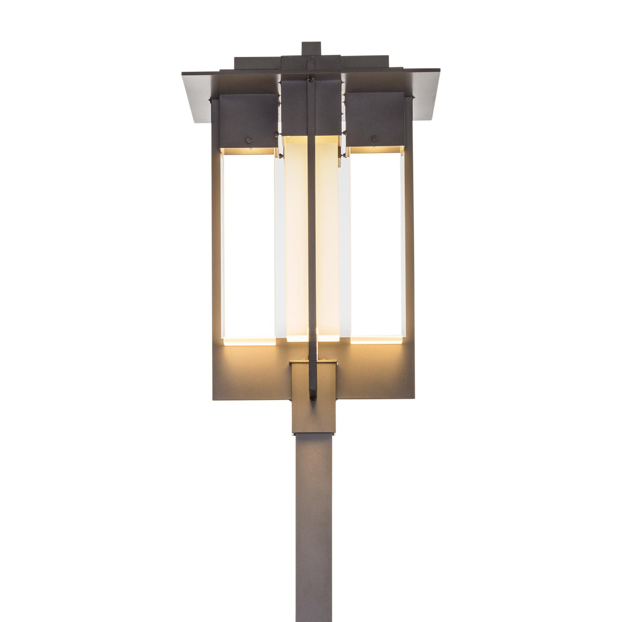 Hubbardton Forge 2019 Coastal Burnished Steel Clear Glass (ZM) Axis Large Outdoor Post Light