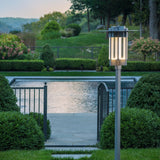 Hubbardton Forge 2019 Coastal Burnished Steel Clear Glass (ZM) Axis Large Outdoor Post Light