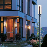 Hubbardton Forge 2002 Coastal Natural Iron Opal Glass (GG) Forged Vertical Bars Outdoor Post Light