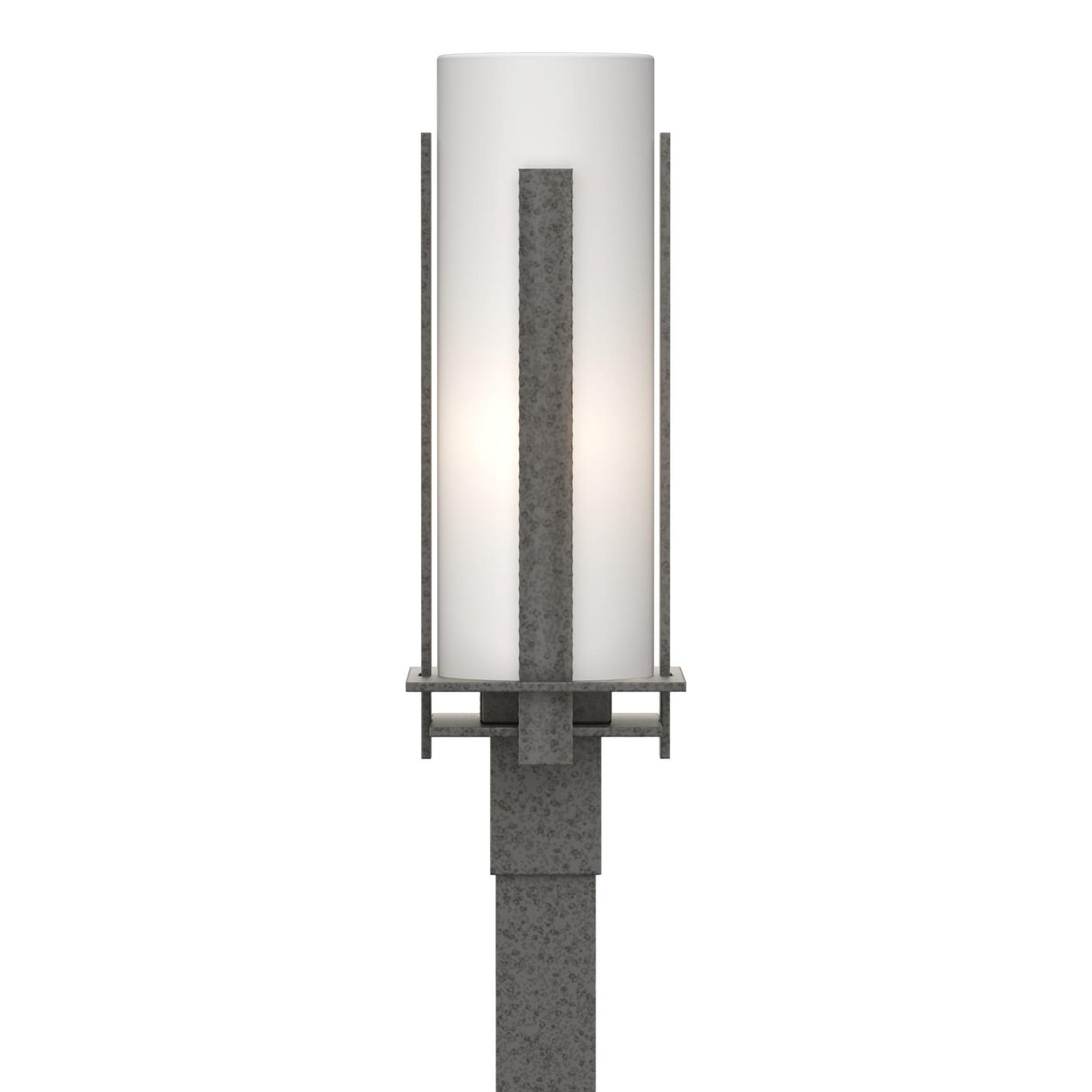 Hubbardton Forge 2002 Coastal Natural Iron Opal Glass (GG) Forged Vertical Bars Outdoor Post Light