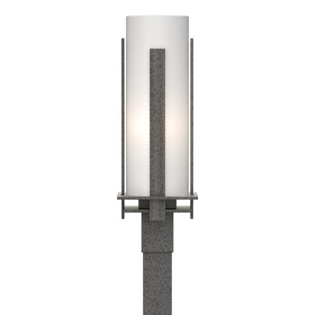 Hubbardton Forge 2002 Coastal Natural Iron Opal Glass (GG) Forged Vertical Bars Outdoor Post Light
