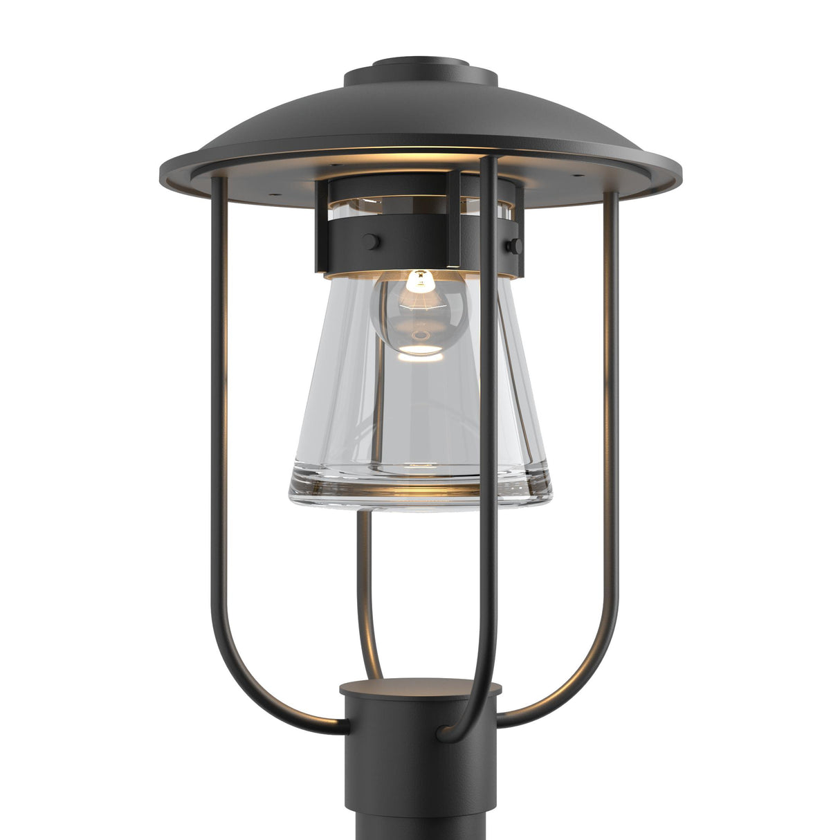 Hubbardton Forge 2019 Coastal Black Clear Glass (ZM) Erlenmeyer Outdoor Post Light