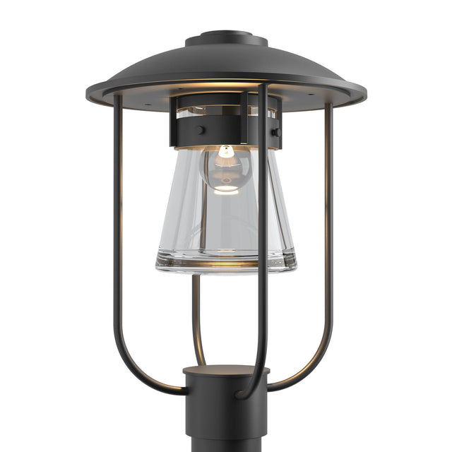 Hubbardton Forge 2019 Coastal Black Clear Glass (ZM) Erlenmeyer Outdoor Post Light