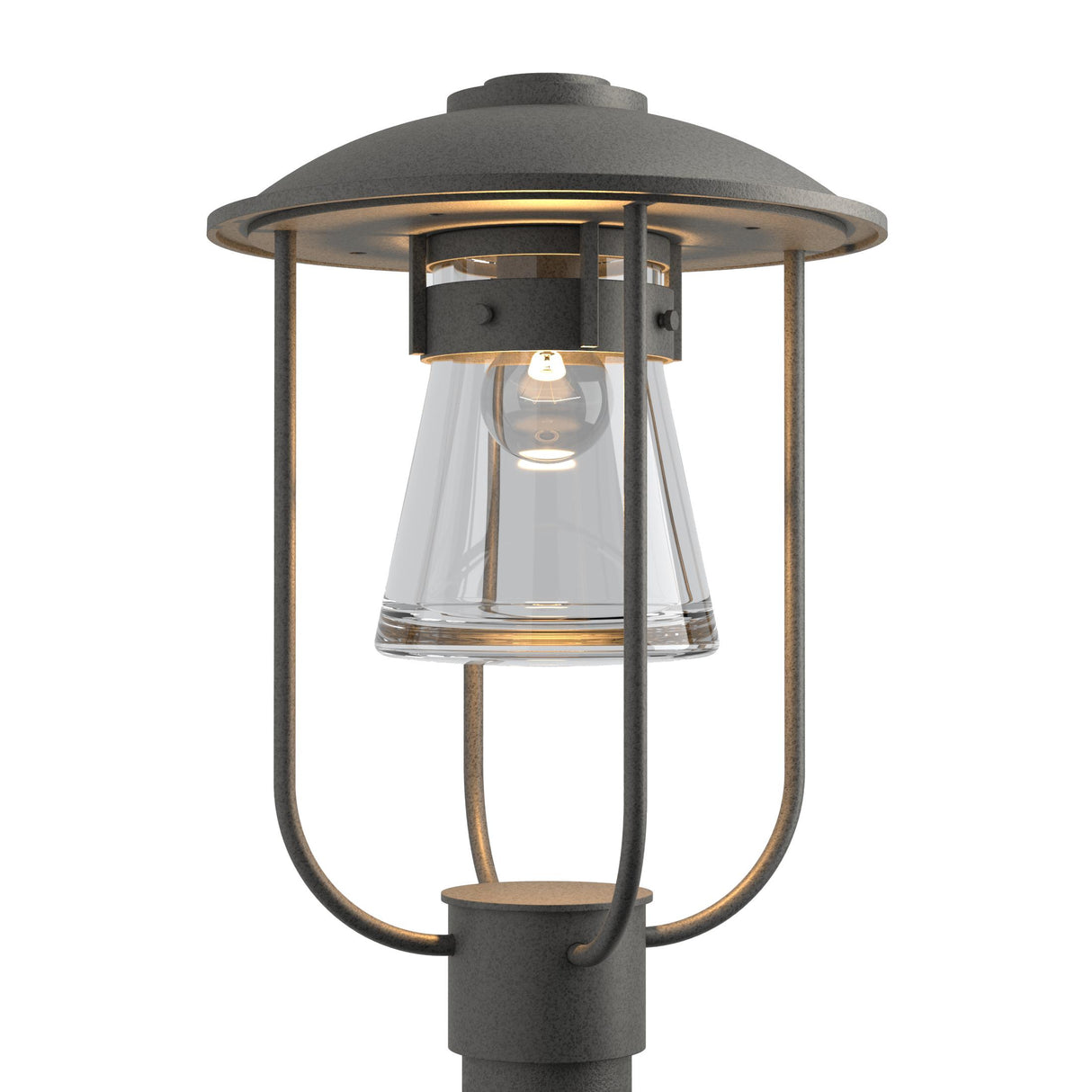 Hubbardton Forge 2019 Coastal Natural Iron Clear Glass (ZM) Erlenmeyer Outdoor Post Light