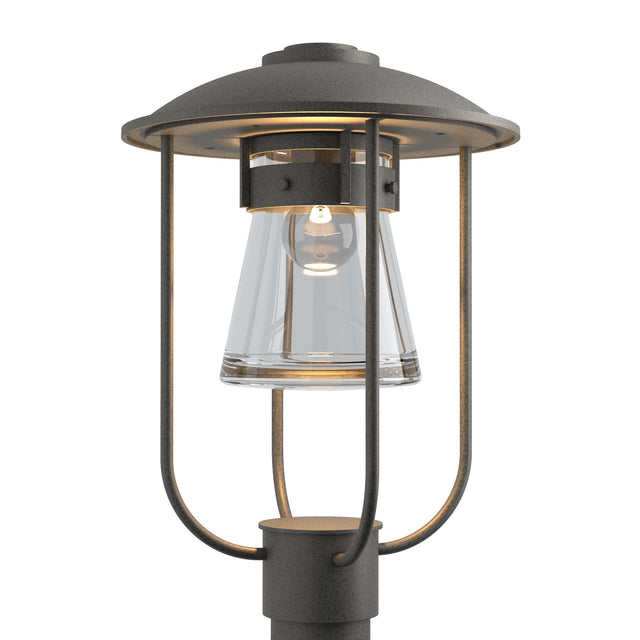 Hubbardton Forge 2019 Coastal Natural Iron Clear Glass (ZM) Erlenmeyer Outdoor Post Light