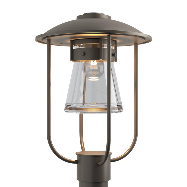 Hubbardton Forge 2019 Coastal Dark Smoke Clear Glass (ZM) Erlenmeyer Outdoor Post Light