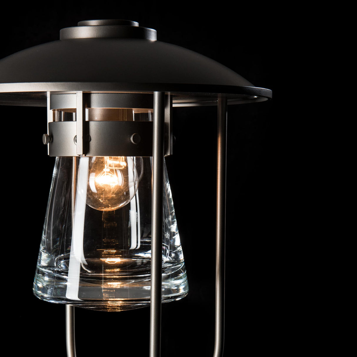 Hubbardton Forge 2019 Coastal Dark Smoke Clear Glass (ZM) Erlenmeyer Outdoor Post Light