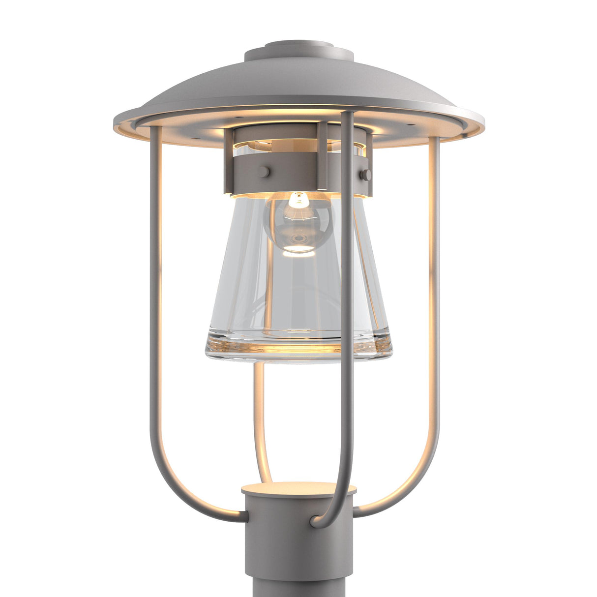 Hubbardton Forge 2019 Coastal Burnished Steel Clear Glass (ZM) Erlenmeyer Outdoor Post Light