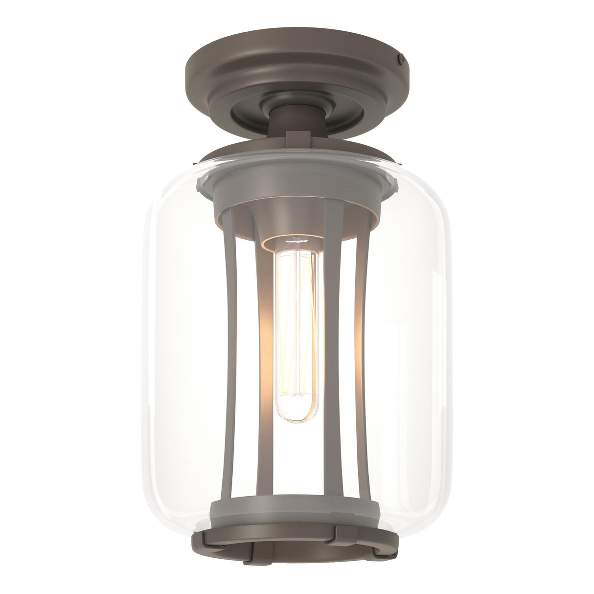 Hubbardton Forge 2022 Coastal Dark Smoke Clear Glass (ZM) Fairwinds Outdoor Semi-Flush