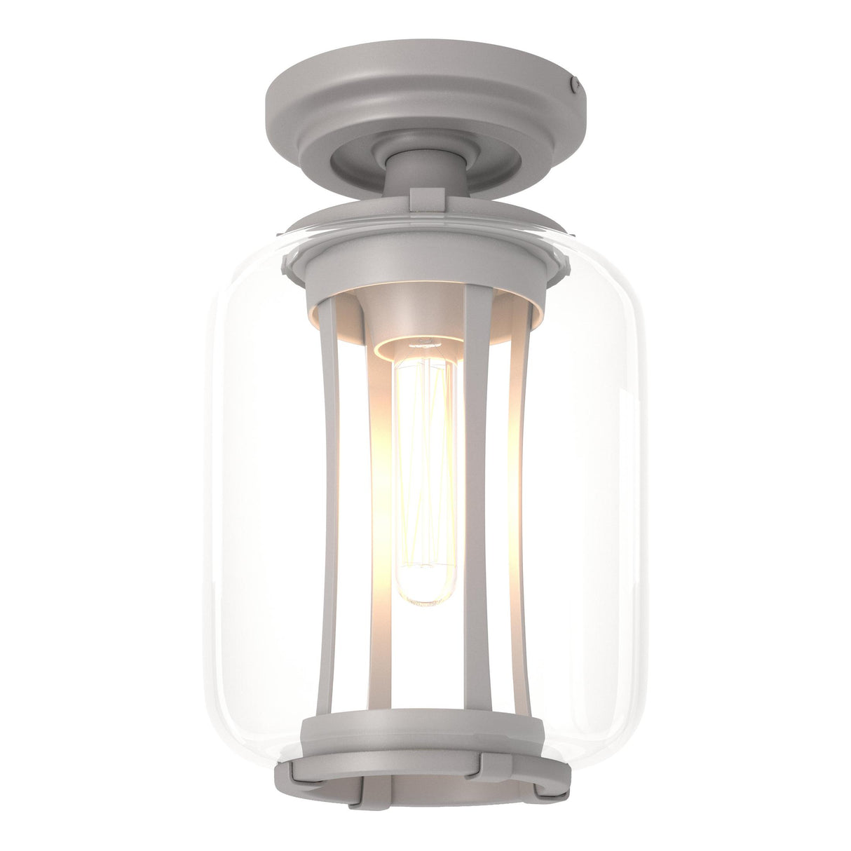 Hubbardton Forge 2022 Coastal Burnished Steel Clear Glass (ZM) Fairwinds Outdoor Semi-Flush