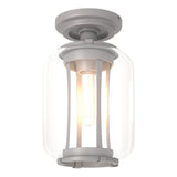 Hubbardton Forge 2022 Coastal Burnished Steel Clear Glass (ZM) Fairwinds Outdoor Semi-Flush