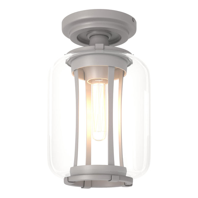 Hubbardton Forge 2022 Coastal Burnished Steel Clear Glass (ZM) Fairwinds Outdoor Semi-Flush