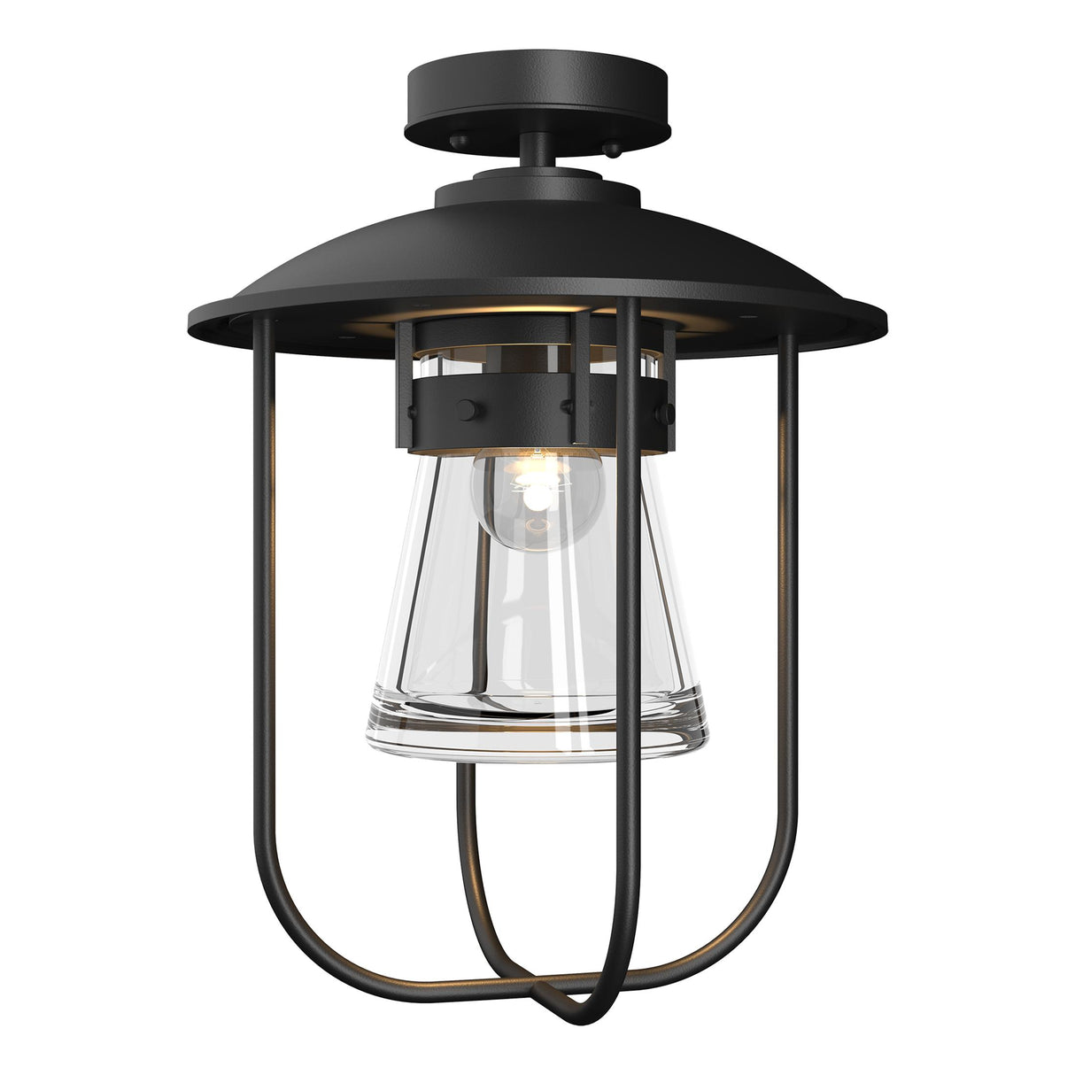 Hubbardton Forge 2019 Coastal Black Clear Glass (ZM) Erlenmeyer Outdoor Semi-Flush