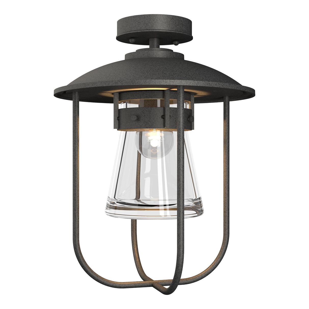 Hubbardton Forge 2019 Coastal Natural Iron Clear Glass (ZM) Erlenmeyer Outdoor Semi-Flush