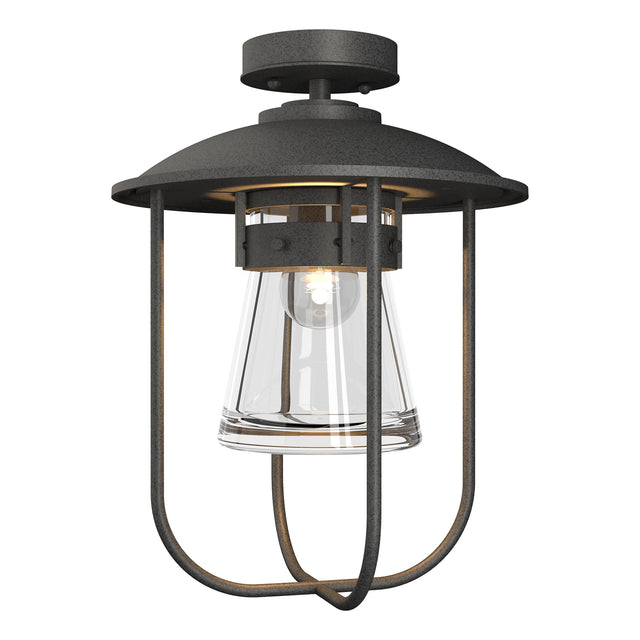 Hubbardton Forge 2019 Coastal Natural Iron Clear Glass (ZM) Erlenmeyer Outdoor Semi-Flush