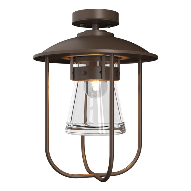 Hubbardton Forge 2019 Coastal Bronze Clear Glass (ZM) Erlenmeyer Outdoor Semi-Flush