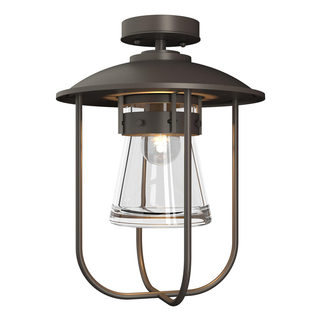 Hubbardton Forge 2019 Coastal Dark Smoke Clear Glass (ZM) Erlenmeyer Outdoor Semi-Flush