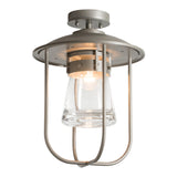 Hubbardton Forge 2019 Coastal Burnished Steel Clear Glass (ZM) Erlenmeyer Outdoor Semi-Flush